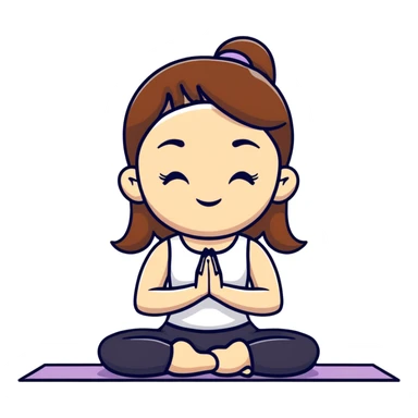White girl with brown hair doing yoga meditation for self care sticker