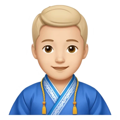 smiling young man in blue hanbok and Gat sticker