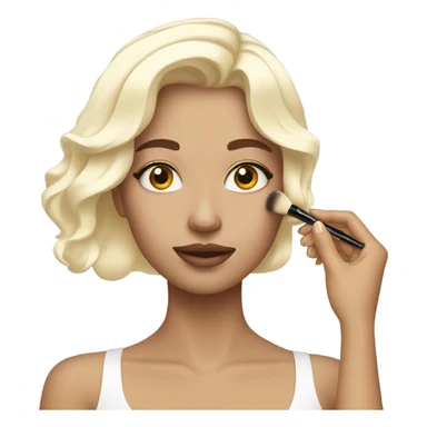 white blonde girl doing makeup sticker