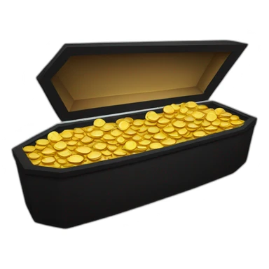 black coffin filled with gold coins sticker