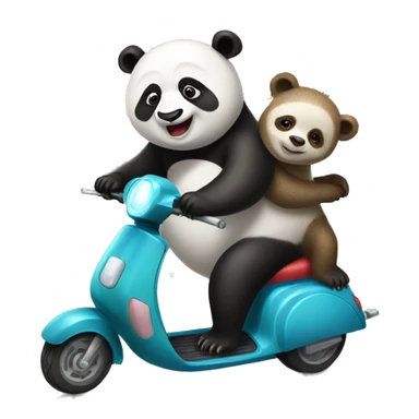Panda and sloth riding scooter  sticker