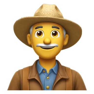Adult Farmer, toon match game 3D character rendered sticker