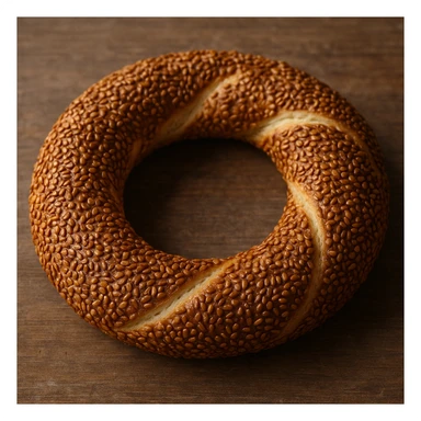 a simit, the Turkish sesame bagel, realistic style, highly detailed and lifelike sticker