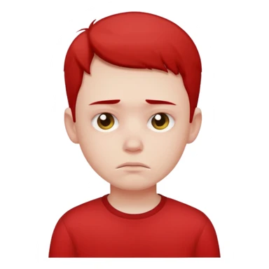 Sad boy with red shirt sticker