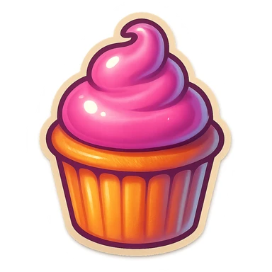 Cupcake with pink icing sticker