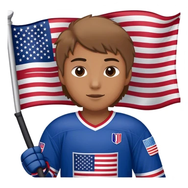 Hockey player with American flag sticker
