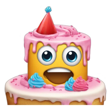 party face emoji with popper and cake sticker