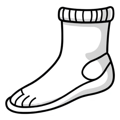 smelly white sock on foot, sole view, stinky sticker