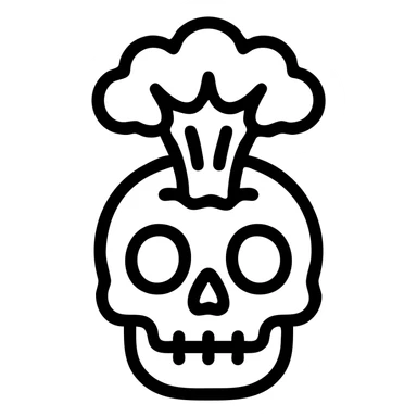 skull with cartoonish explosion coming out of the top, bold lines, comic style sticker