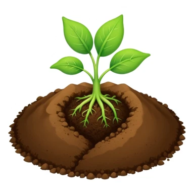 A green sprout with two leaves on top of brown soil sticker