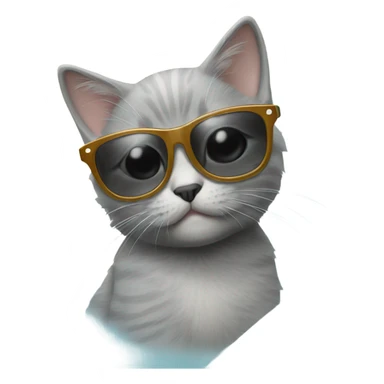 Gray Kitten with sun glasses  sticker