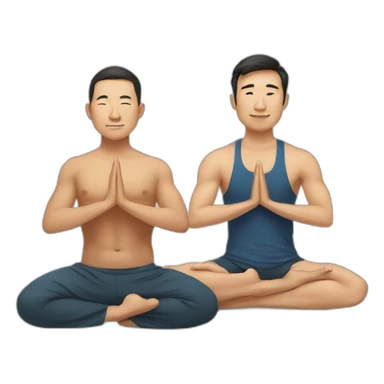 asian and caucasian men doing yoga sticker
