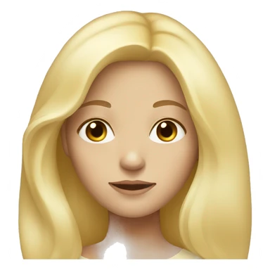 White woman with light yellow long hair, very light skin, smaller eyes sticker