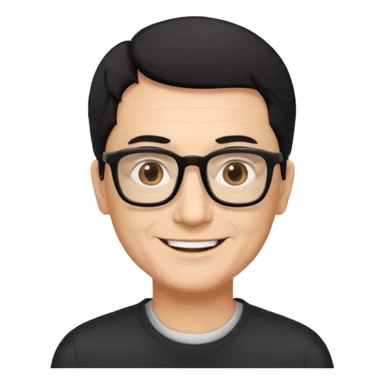 man 60 short black hair, brown eyes small black rectangle glasses  sticker