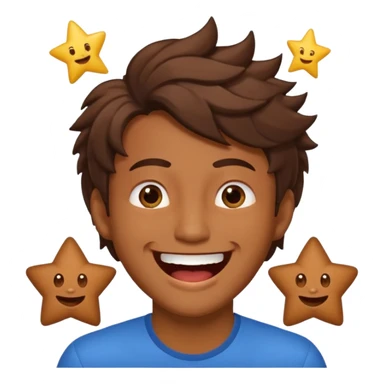 Color de piel moreno los ojos ke sean de estrella riéndose y pelo café hombre  el pelo asialado🤩pelo asía a bajoo sticker