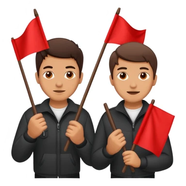 two guys with red flags sticker