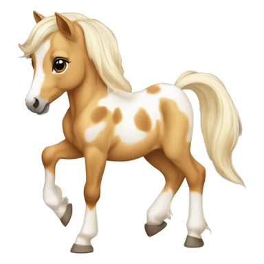 Piebald palomino yellow brown horse foal with dark brown spots baby running sticker