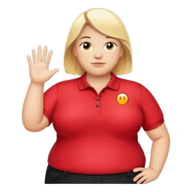Fat blonde in red polo and black pants with a text bubble saying hi I’m Preston the alignment tech  sticker
