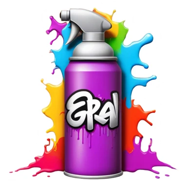 Graffiti icon, spray paint can, colorful spray paint splashes, brick wall with graffiti artwork and bold text, urban style, vibrant colors, minimalistic design, clean lines, transparent background. sticker