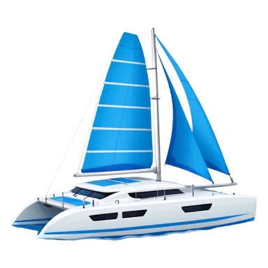 A catamaran with a white background. No wording or lettering on the boat  sticker
