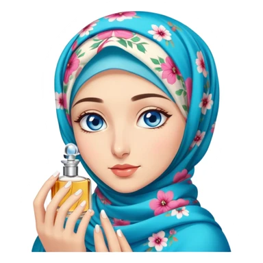 Turkish beautiful finish Konya girl blue eyes with floral hijab smells perfume t sticker