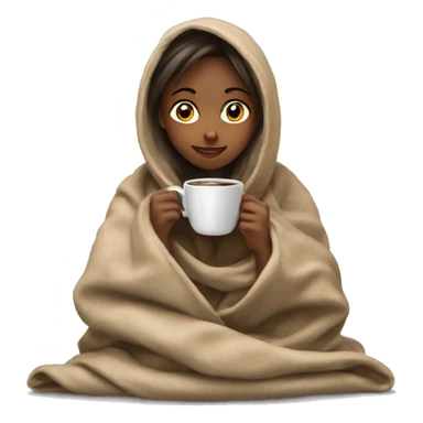 Girl in a blanket siping coffee sticker