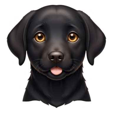 Cinematic Cute Black Labrador Portrait Emoji, Head tilted playfully and inquisitively, featuring a glossy black Fur with a healthy sheen, round, sparkling brown eyes filled with curiosity, Simplified yet irresistibly adorable features, highly detailed, glowing with a warm, friendly glow, high shine, affectionate and spirited, stylized with a touch of whimsy, bright and endearing, soft glowing outline, capturing the essence of a mischievous yet loving companion, so playful it feels like it could dash out of the screen and into your arms! sticker