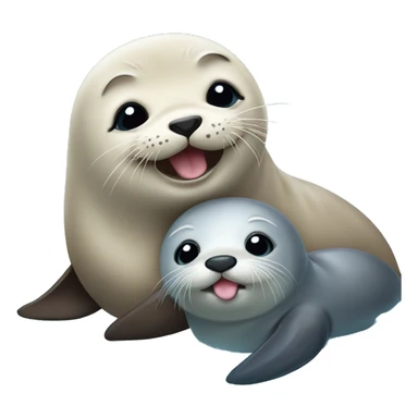 cute baby seal with baby otter sticker
