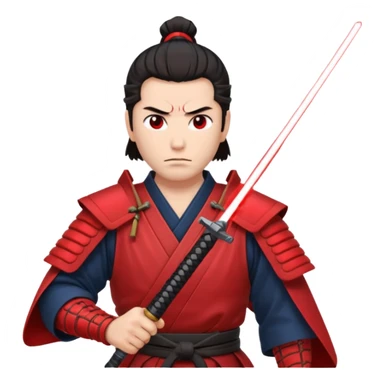 samurai with laser sword, red sticker