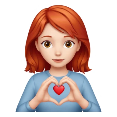 Red haired girl making a heart with her hands sticker