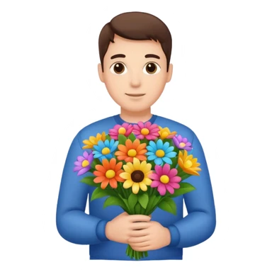 Male hand give a bogue of flowers sticker