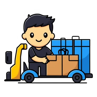 shipping clerk organizing transport and logistics sticker