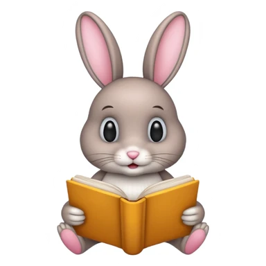 bunny reading book sticker