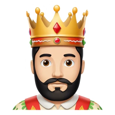 bald guy with black beard and a burger king paper crown sticker