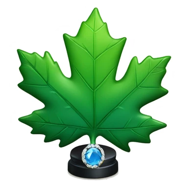 Green Maple Leaf Add a onyx gem trophy sticker