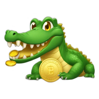 crocodile holding gold coin sticker