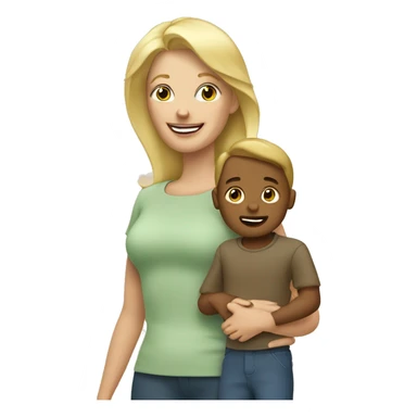 Maman blonde avec son petit garçon. sticker