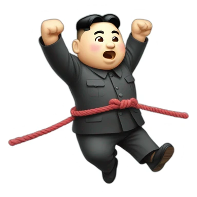 Kim jong un jumping with a rope sticker