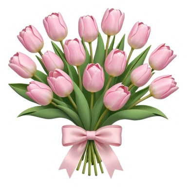 very pale pink tulips bouquet with light pink bow sticker