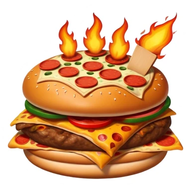 As una hamburguesa combinada con pizza y hoy fogata sticker