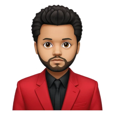 The Weeknd with black shirt, red suit jacket sticker