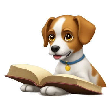 Dog reading a book sticker