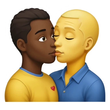 a black guy kissing a yellow guy sticker
