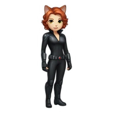 cat in avengers’ black widow suit full body sticker