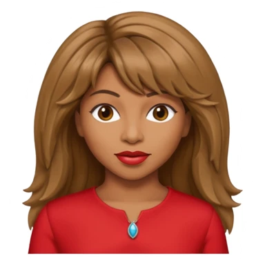 Tina Turner with long light brown hair, red outfit sticker