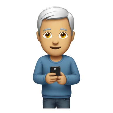 Man using mobile sticker