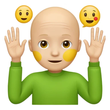 no hair round yellow emoji no finger upp with greenscreen sticker