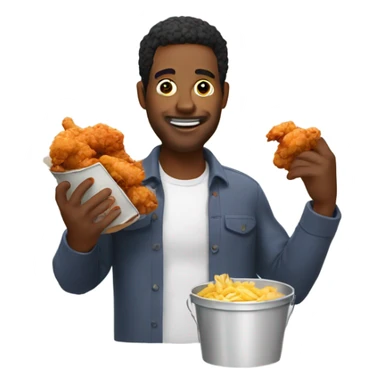 man eating a bucket of fried chicken sticker