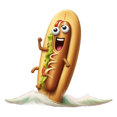 Glizzy with googly eyes surfing  sticker