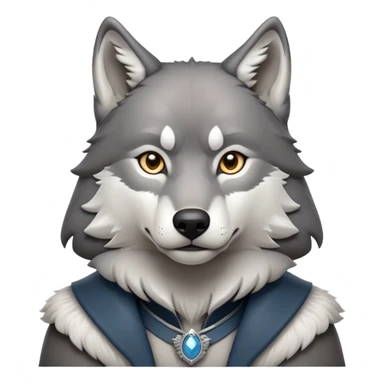 cinematic-noble-wolf-portrait-emoji,-poised-and-regal,-with-a-strong,-lean-build-and-a-sleek,-fur-of-grey-and-white,-deep-set-soulful-piercing-eyes,-simplified-yet-sharp-and-sophisticated-features,-highly-detailed,-full-body, zoomed out showing shoulders sticker